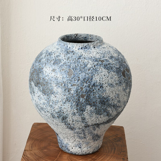 Penusen small white fruit, black tallow fruit, natural branches, dried flowers bouquet, dried branches, wabi-sabi style vase, flower arrangement decoration, high sense real flowers, blue frosted vase