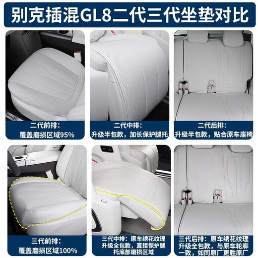 24款别克插混GL8陆尊PHEV坐垫四季通用透气座垫座椅套内饰改装件 前排4件装 七座3899/4199原车白