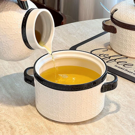 FANCYCHIC lard jar household kitchen ceramic high temperature resistant large capacity braided meat oil jar with lid braided lard jar 1.2L black with spoon no Specifications