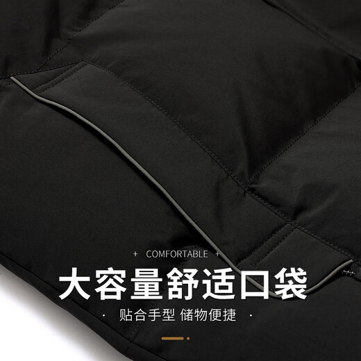 Flying in the Snow 90 Down Jacket Men's Removable Hat Thickened Fashion Casual Autumn and Winter Warm and Coldproof Jacket Men's Black 175