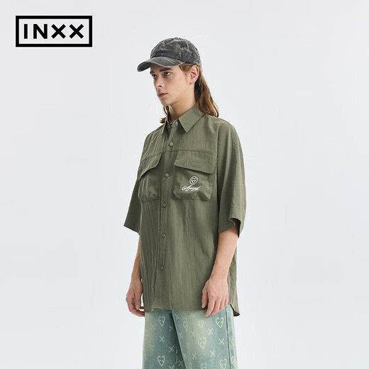 Участники INXX Эксклюзивная счастливая сумка, модная и модная бренда свободная случайная рубашка для мужчин и женского стиля 179/Piece 702 Green L L