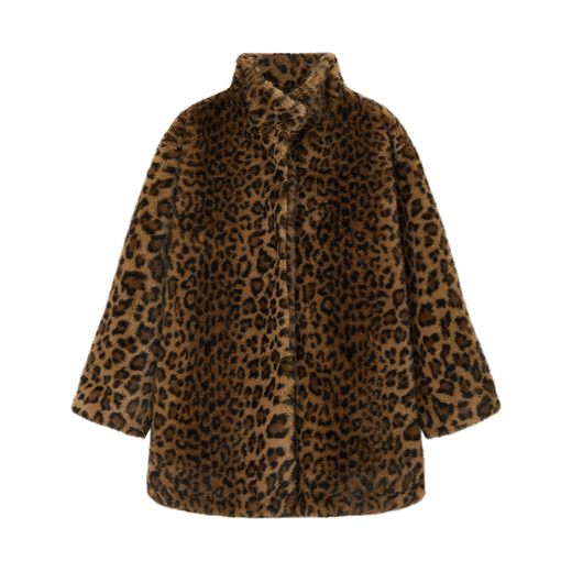 ELLE KIDS children's clothing yellow brown eco-friendly imitation fur jacket for girls winter new old money style leopard print coat leopard print color 165 (M)