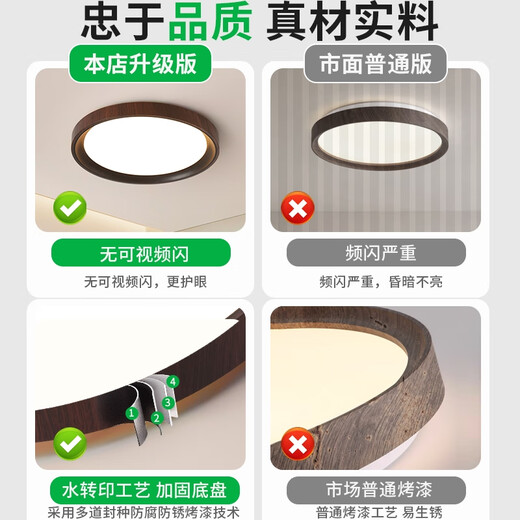 Grand View Garden (DGY) Bedroom Lamp Eye Protection Ceiling Lamp Creative Japanese Retro Study Room Lamp Modern Simple Restaurant Master Bedroom Lamp 125O 48W 3891-Black 50cm-Three Colors