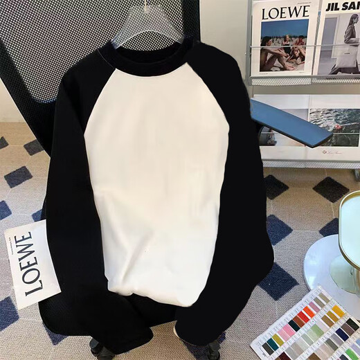 
Zhuang Lianzi cotton rag-shoulder black and white spliced ​​long sleeves 2025 autumn new male student round neck trendy couple base shirt top 3894ad black and white spliced ​​long sleeves M Recommended 80-100Jin [Jin equals 0.5 kg]