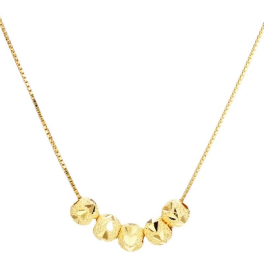Hongying transfer bead necklace women's niche design high-end accessories five blessings retro light luxury high-end clavicle chain golden small golden bean necklace