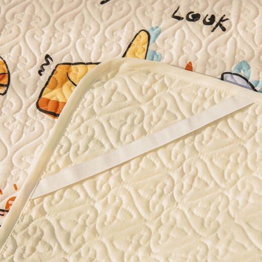 Class A pure cotton crawling mat protective cover anti-slip bed sheet baby crawling mat machine washable floor mat cloth cover 150*200cm corner straps plus anti-slip particles Manny Bear