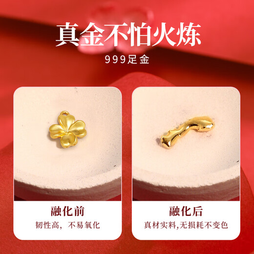 
LiYi99 four-leaf clover 999 foot golden gold pendant necklace girl birthday gift girl high-end practical gift girl high-end sense girl high-end sense wedding anniversary gift girl [999 foot golden pendant + 925 silver gold-plated chain] birthday gift girl