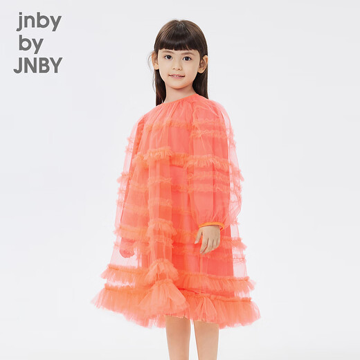 jnby by JNBY[多层木耳边]江南布衣童装春装连衣裙网纱拼接公主风1N1G13460 679荧光粉 110 cm