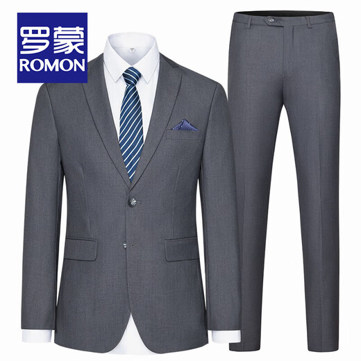 Romon (Romon) Suit personalizado de alta gama Men's Slim Proful Traje formal de traje de traje mejor traje de novio Botón doble Botón Negro (traje + pantalones + camisa) Tamaño XL (agregue 8 regalos)