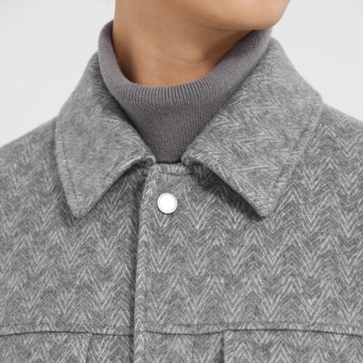 Lilang leichte Modelkleidung für Männer [Zwei-Farben Jacquard] Wollmantel Herrenkaschmere Wolle Mischjacke Q4dyr513 Hellgrau M (165)