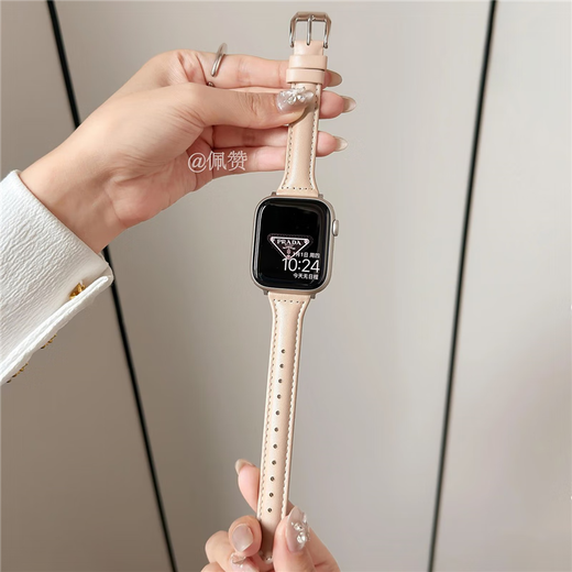 Xingying Wine Red Small Taist S10 Huaqiangbei S9 STRAP ULTRA2 mince en cuir authentique adapté à Iwatchs8 / S9 Apple en cuir fin milk Couleur Apple Iwatch Nouveau S841mm