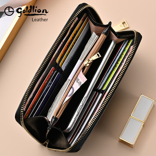 Jinlilai Wallet Damen Long Leder Reißverschluss Clutch Clutch 2025 Einfache Brieftasche Trendy Clutch Clutch Geschenk für Frau Mobiltasche Schwarz [offizieller Straight Shipping. Eine falsche eine feine Sache zehn] kleine Tasche