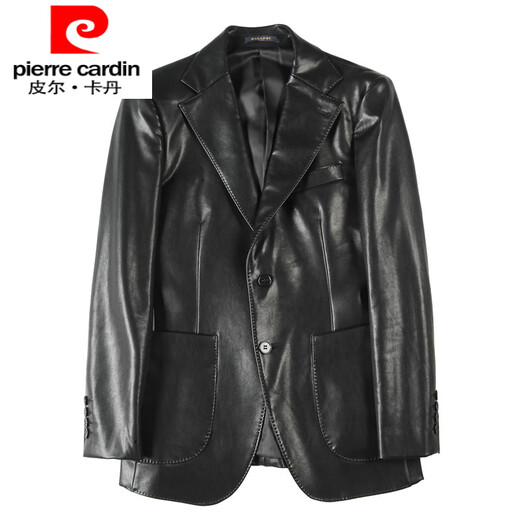 Pierre Cardin international brand high-quality leather clothing men's autumn and winter new slim leather jacket outer light luxury suit leather clothing black M