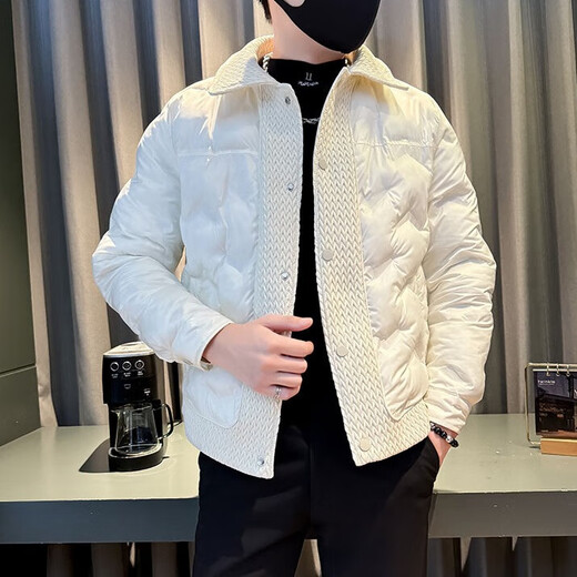 
Jessons down cotton jacket men's winter fashion brand thickened short cotton jacket 2024 new trendy and handsome warm cotton jacket 6623 meters white XL (125-140Jin[Jin equals 0.5 kg])