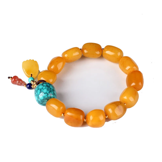Zhenghe Jewelry Boutique Chicken Fat Yellow Beeswax DIY Bracelet with Nanhong Weight 19.05g