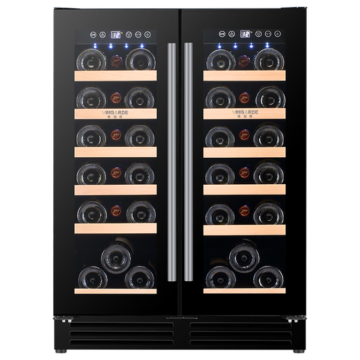 Bacchus wine cabinet embedded thermostat wine cabinet home refrigerated wine cabinet tea cabinet beer sparkling wine champagne Remy Martin small bar double door simple air-cooled frost-free YC-120 flat black glass door 120L