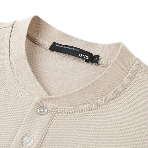 GXG Menora de ropa de 24 años Color contrastante Henry Henry Camisa de polo bordado Camiseta corta Caki 165/s