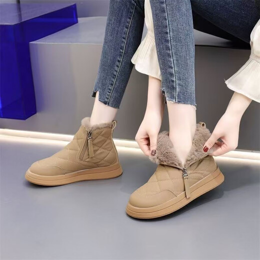 Brand-Schneestiefel mit gebrochener Größe für Frauen im Winter Neue Nordostmutter plus Samt warme Baumwollschuhe Vielseitige Freizeitstiefel für Frauen schwarz 37 (235 mm)