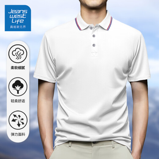 JEANSWEST LIFE真维斯2025新款短袖polo衫男款翻领t恤纯色上衣服男装男士polo衫 黑色698 XL （建议110-125斤）