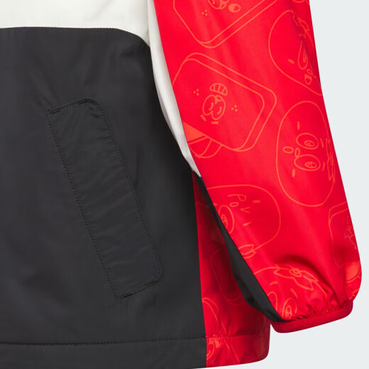 阿迪达斯（adidas）童装新年款中国红拼接运动休闲连帽夹克外套 JF3879红 15天价保