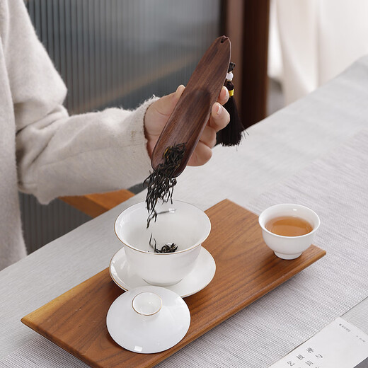 Chaxiaowei walnut tea spoon single tea shovel tea special spoon Japanese household high-end large wooden tea spoon walnut tea spoon (crescent)