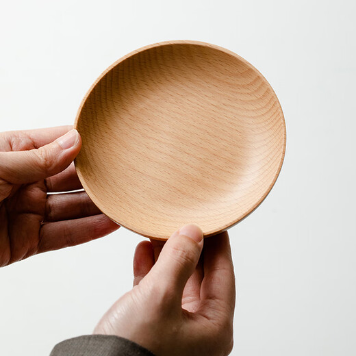 Haofanjie wooden tray wooden beech wooden tray tea cup holder coffee tray teacup tea break tray snack plate small saucer wooden disc 12*12cm