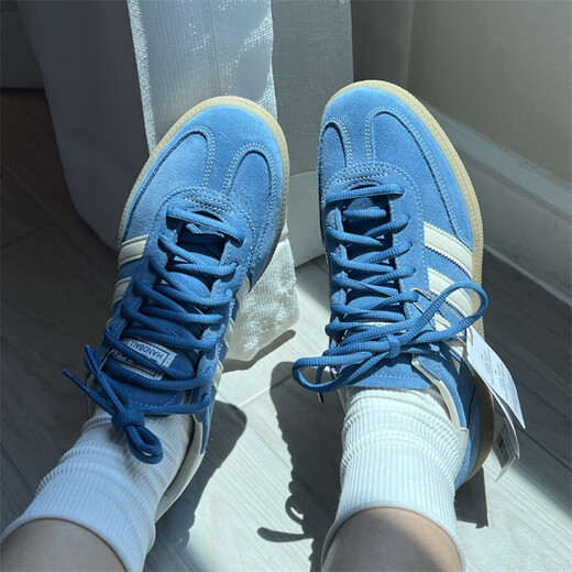 Adidas ORIGINALS HANDBALL SPZL non-slip wear-resistant lightweight low-cut men's and women's sports and leisure sneakers IG6194 blue and white 38.5 (235mm)