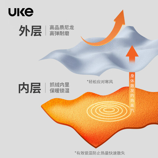 UKE men's fleece long-sleeved cycling jersey autumn and winter road bicycle outdoor temperature-locking and warm solid color jacket Sihai black M