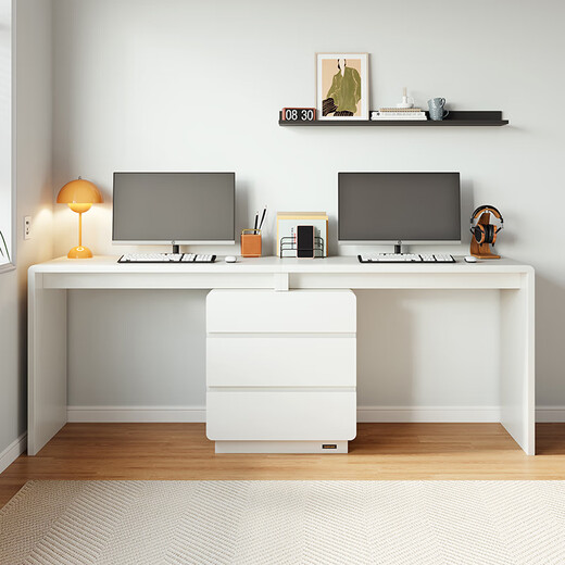 Quanyou Home Bedroom Furniture Double Computer Desk Bookcase Set Primary School Student Study Table Living Room Long Table Desk