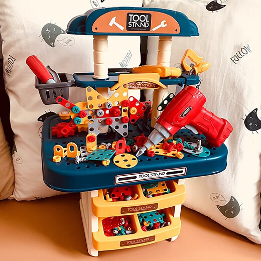 Symper (Symper) children's repair tool box toy set boy repair table disassembly baby boy puzzle house screws repair table suitcase + electric drill (battery version)