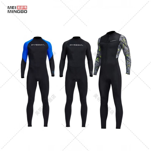 Chuangjingyi Selects Motor Boat Quick-Drying Suit Men's One-piece Wet Suit Women's Surfing Snorkeling Wet Suit Long Sleeve Sunscreen Large Size Swimming Wet Suit Black Men's Style - Back Zipper (D030069M XXL