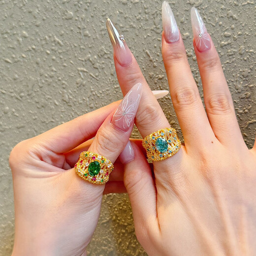 Baishi Qichang Pure Gold 999 Brilliant Galaxy Gold Ring 5D Hydrogen-free Premium Inlaid No Ring Opening Adjustable Two Colors Available Net Gold Weight Approximately 5 Grams (Live)