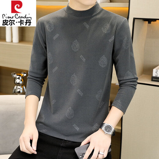 皮尔卡丹双面德绒男士保暖t恤内衣上衣单件冬季校服内搭中领打底衫高中生 9902咖色 2XL 135-150斤