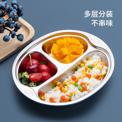 Meichu (maxcook) 304 stainless steel dining plate lunch box bowl Children's grid dining plate cartoon 3 grid monkey MCFT707