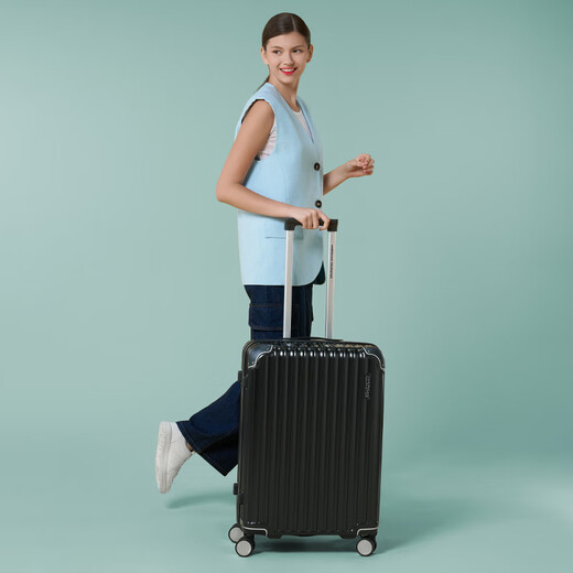 美旅行李箱20英寸拉杆箱大学生旅行箱防撞登机密码箱 NL7炭黑色