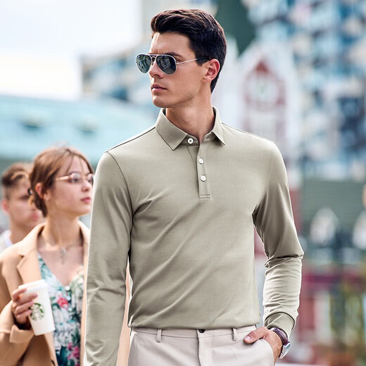 Mr. BU T-shirt de coton pur à manches longues pour hommes à manches longues pour hommes à manches longues Business Hoss Men's Vêtements pour hommes décontractés YS11972 Bronze 3xl (190)