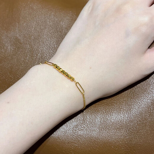 Wenying ING polyhedral small square gold bracelet women's bungee broken gold 18k gold light luxury niche sense ins bungee
