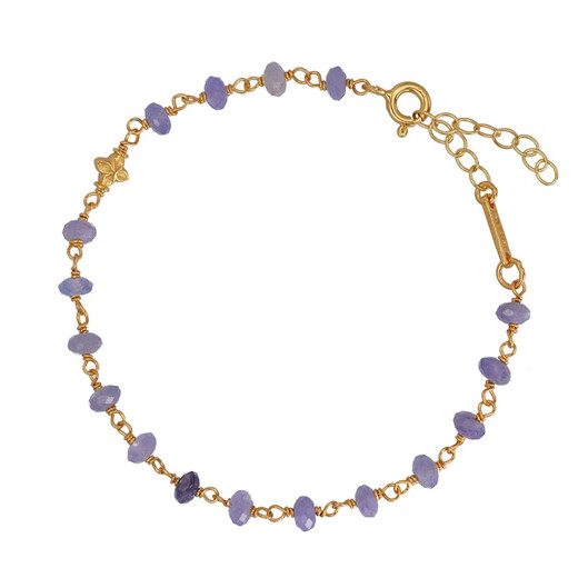 DL 1998 Fat Donglai same style tanzanite bracelet four leaf clover and emerald 925 silver gold plated high color retention micron gold plated tanzanite one size fits all