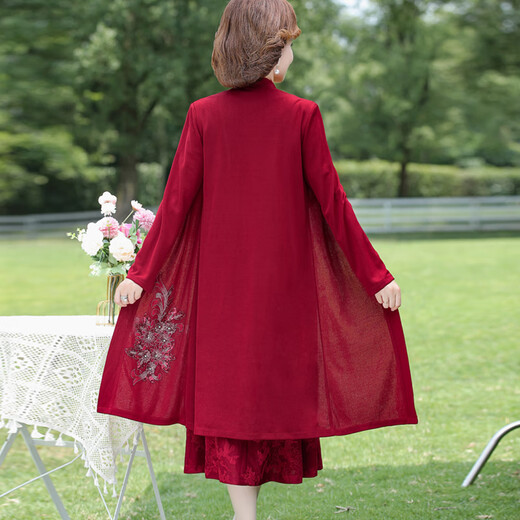 Yu Zhaolinxi's mother-in-law wedding banquet 2025 new large-size cheongsam two-piece dress noble spring and autumn summer wedding dress 9272 blue green 4XL (recommended 145-160Jin [Jin equals 0.5 kg])