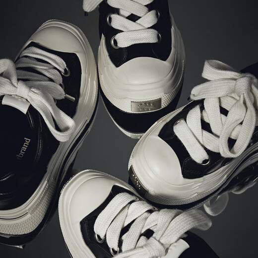 SHOOT BRAND Reprise Black Plum Sneakers for Men and Women Thick-soled Heightened Retro Leather Bread Shoes Plum Blossom Shoes Autumn and Winter Black 37