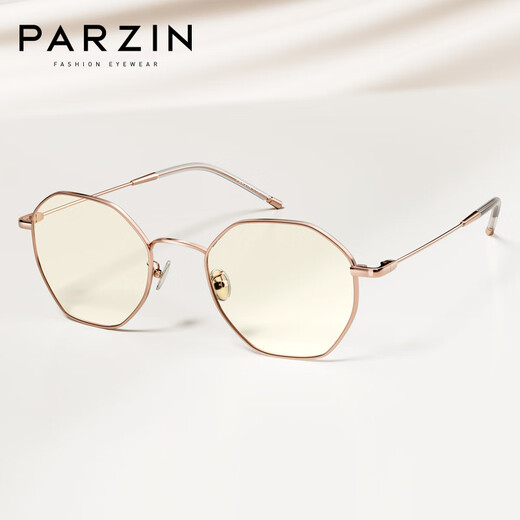 
PARZIN anti-blue light glasses frame, facial clean metal multilateral goggles college style men and women can match myopia glasses PZ15738 light gold (please contact customer service if you are wearing glasses)