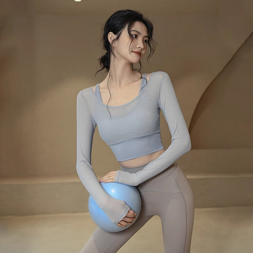 ACKDCS high-looking yoga clothing tops for women in autumn new sports tennis shock-proof long-sleeved Pilates fitness clothing with chest pads