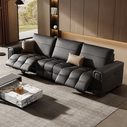 Gujia Home (KUKA) zero-to-wall electric sofa living room Lawrence top layer cowhide sofa 6225 Haoyuebai 3 persons 2 electric