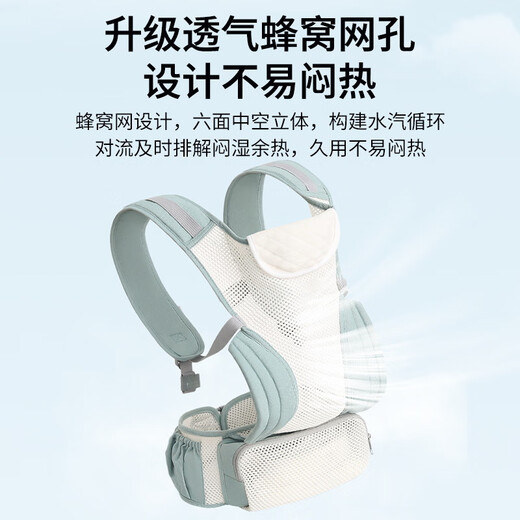 La sangle de bébé Aibaoshi et les nouveau-nés en artefact qui tiennent un bébé sont un stockage portable pour les turbans avant et arrière lorsqu'ils sortent. Qianhu Green M394