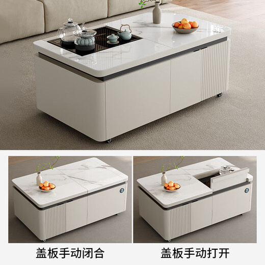 Jibao slate removable lifting coffee table with kettle integrated living room simple light luxury high-end Kung Fu tea table Kung Fu coffee table with tea stove set door-to-door installation