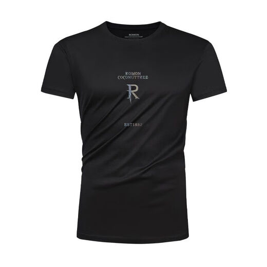 ROMON (ROMON) 2025 Hong Kong style short-sleeved T-shirt for men's summer new style middle-aged and young badminton light pink round neck T-shirt round neck short sleeve 21#xsx7022 military green M 90-120Jin [Jin equals 0.5 kg]
