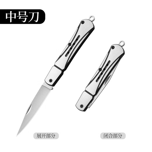 龙虎斩不锈钢折叠水果刀家用削皮刀便携防身刀钥匙扣拆箱小刀应急随身刀 朋克大号