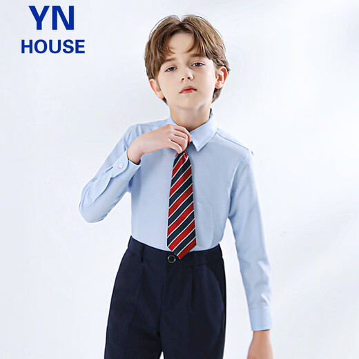 Yinuofang children's shirt long-sleeved blue boys and girls shirt suit shirt blue size 150