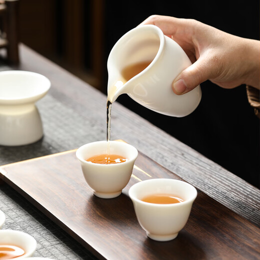 MULTIPOTENT Complete Kung Fu Tea Set Chinese White Mutton Fat Jade Porcelain Ceramic Tea Set Gift Box White Porcelain 13-Head Gift Box Set