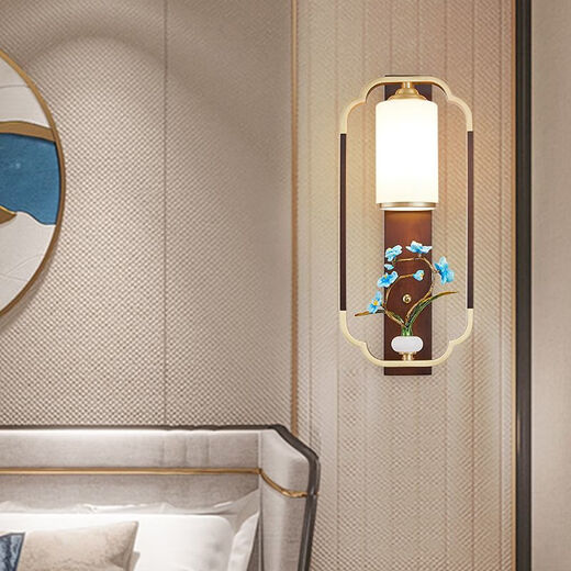 Yaotian Modern New Chinese Style Wall Lamp Full Spectrum Black Walnut Jade Lamp Living Room Rechargeable Wiring-Free Model 1001-Bamboo